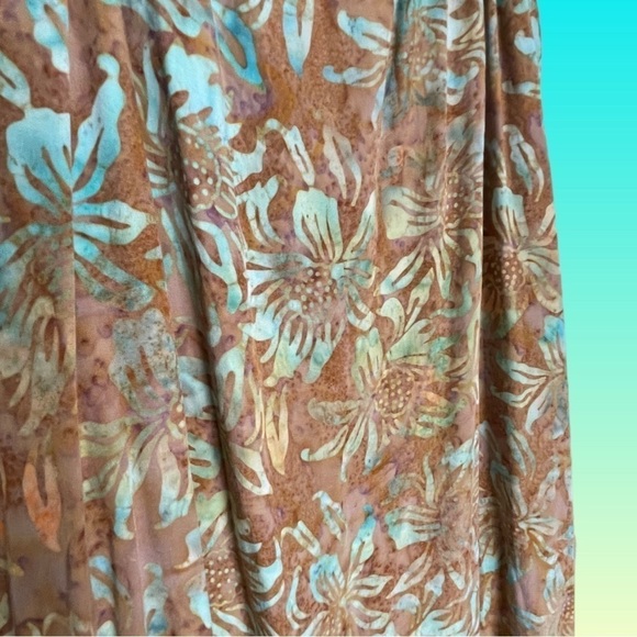 NOMADIC Traders Brown Green Floral Shift A-Line Tunic Tank Dress Medium - Picture 12 of 15